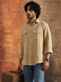neopalms - Harappan Sand Cotton Gauze Beige Shirt
