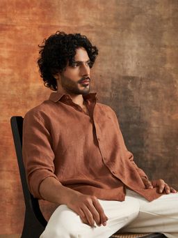neopalms - Aged Copper Linen Brown Shirt
