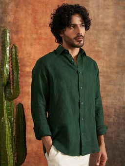 neopalms - Vata Green Linen Green Shirt