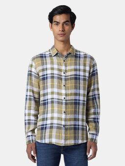 Pepe Jeans - Checked Men Long Sleeves Olive Shirt
