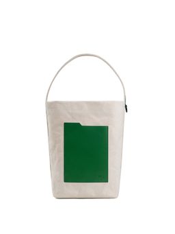 DailyObjects - Ivory-Green Vessel Leather Pocket Tote Bag