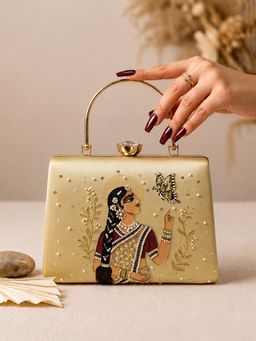 ARTKLIM - Graceful Lady and Butterfly Artistic Clutch with Detachable Strap
