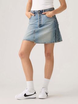 Levi's - Women's Light-Blue Regular Fit Mid Rise Skirt