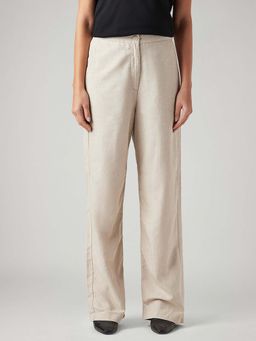 Levi's - Women's Beige Loose Fit High Rise Linen Trouser