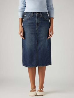 Levi's - Women's High Rise Dark-Blue Regular Fit Skirt
