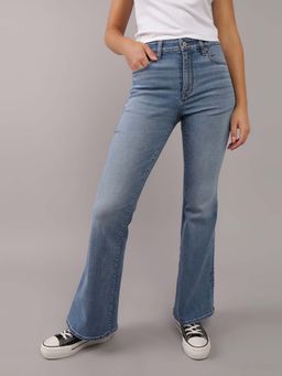 American Eagle - Women Blue Next Level Super High-Waisted Flare Jeans