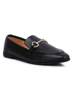 London Rag - Black Horsebit Embellished Faux Leather Loafers