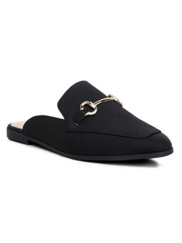 London Rag - Black Horsebit Embellishment Slip On Mules