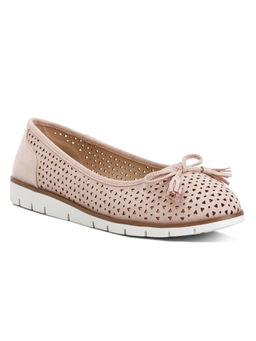 London Rag - Pink Perforated Faux Leather Ballerinas