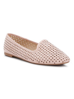 London Rag - Pink Perforated Pointed Toe Ballerinas