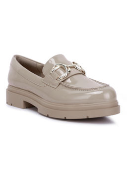 London Rag - Nude Horsebit Embellished Platform Loafers