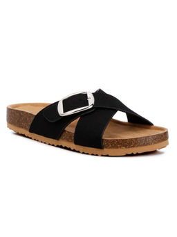 London Rag - Black Buckle Slip On Sandals