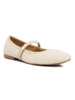 London Rag - Cream Pearl Embellished Ballerina Ballerinas
