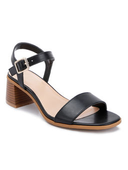 London Rag - Black Stacked Heel Sandals