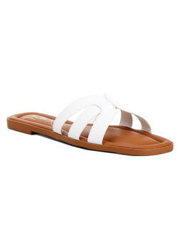 London Rag - White Faux Leather Flats