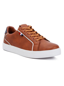 London Rag - Brown Faux Leather Low Top Lace-up Sneakers
