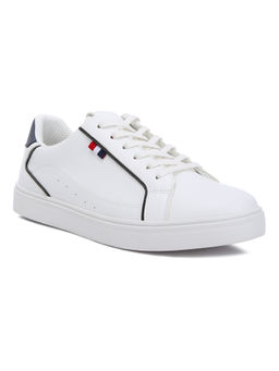London Rag - White Faux Leather Low Top Lace-up Sneakers