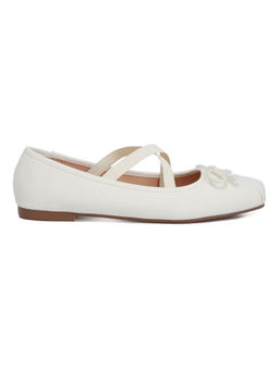 London Rag - Off White Criss Cross Strap Ballet Ballerinas
