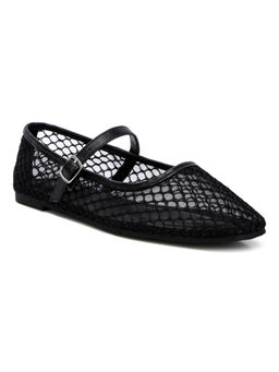 London Rag - Black Mesh Mary Jane Ballerinas