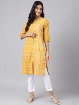 Aurelia - Yellow Asymmetric Placement Kurta