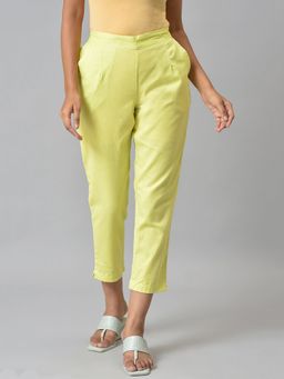 Aurelia - Lemon Yellow Cotton Flax Women Trouser