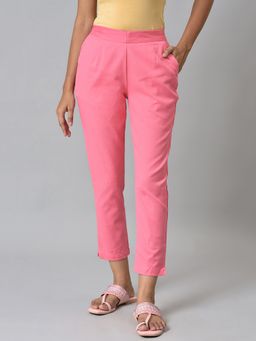 Aurelia - Pink Cotton Flax Women Trouser