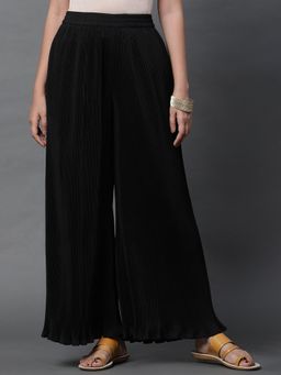 Aurelia - Black Pleated American Crepe Palazzo Pants