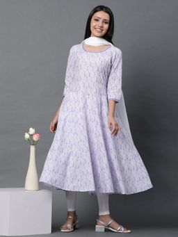 Aurelia - Purple Anarkali Kurta, Tight & Dupatta (Set of 3)