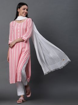 Aurelia - Pink Seer Sucker Kurta, Pant & Dupatta (Set of 3)