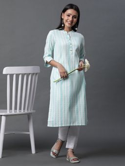 Aurelia - Green Dobby Kurta & Pants (Set of 2)