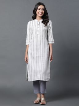 Aurelia - Steel Grey Dobby Kurta & Pants (Set of 2)