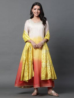 Aurelia - Multi-Colored Anarkali Kurta, Tight & Dupatta (Set of 3)