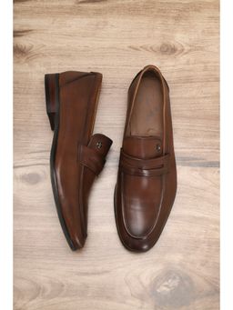 Louis Philippe - Solid Brown Formal Slip Ons