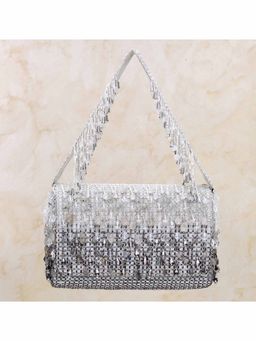 Lovetobag - Opal Flapover Clutch Lustrous Silver with Handle