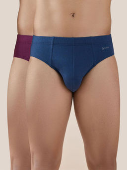 GLOOT - Butter Blend Cotton Brief with Covered Elastic and Anti Odour-Pack of 2 GLI016 Navy-Plum