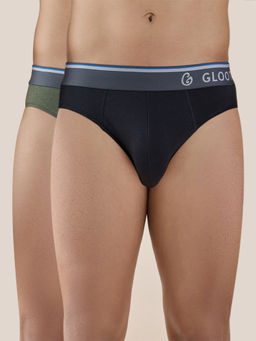 GLOOT - Butter Blend Classic Brief with No-Itch Elastic and Anti Odour-Pack of 2 Jet GLI018 Black-Olive