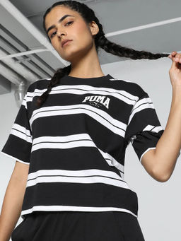 Puma - SQUAD Striped Womens Black T-Shirt