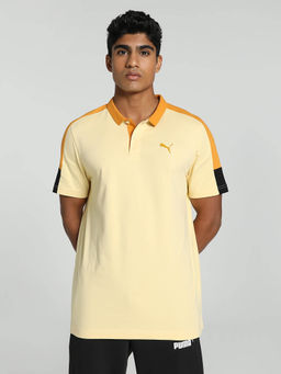 Puma - Essentials Shoulder Colorblock Men's Beige Polo T-Shirt