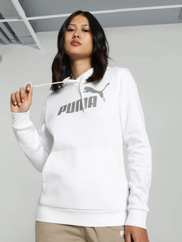 Puma - Essentials Metallic Logo Womens White Hoodies