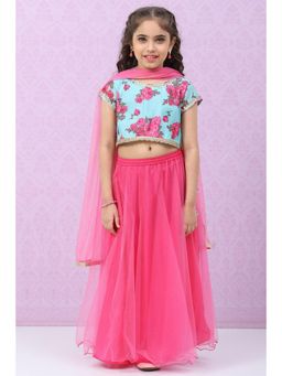 Biba - Pink Printed Lehenga (Set of 3)