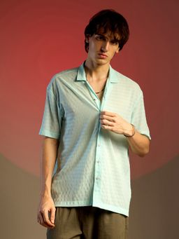 Campus Sutra - Men Powder Blue Oversized Woven Shirt