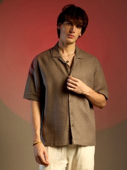 Campus Sutra - Men Peanut Brown Quad-Lined Oversized Shirt