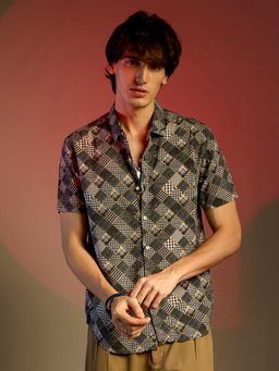 Campus Sutra - Men Multi-Color Herringbone Plaid Block Shirt