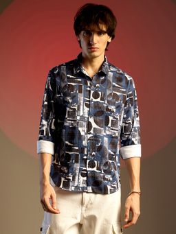 CAHOOT - Men Multi-Color Abstract Geometric Shirt