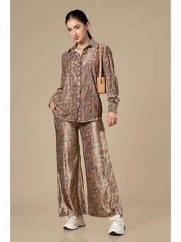 NEOFAA - Russet Brown Paisley Velvet Co-Ord (Set of 2)