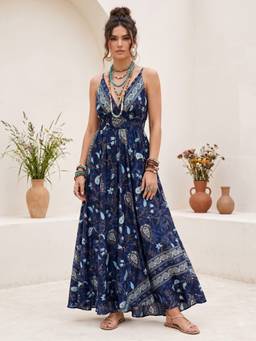 BOHOLYFE - Navy Blue Marielle Midnight Indigo Boho Dress
