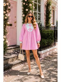 HOUSE OF JAMOTI - Pink Candy Check Babydoll Dress