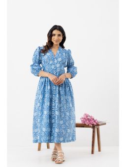 VASTRITO - Neel Pushp Printed Blue Dress