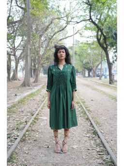 The House of Hemp - Smocking Dress Series - Emerald Green