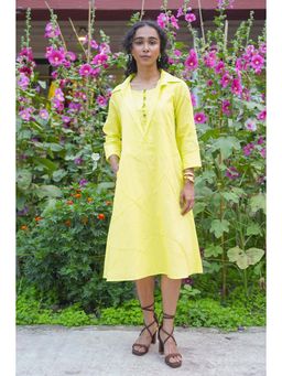 The House of Hemp - Vineyard Flare Series Dress - Lemon Yellow